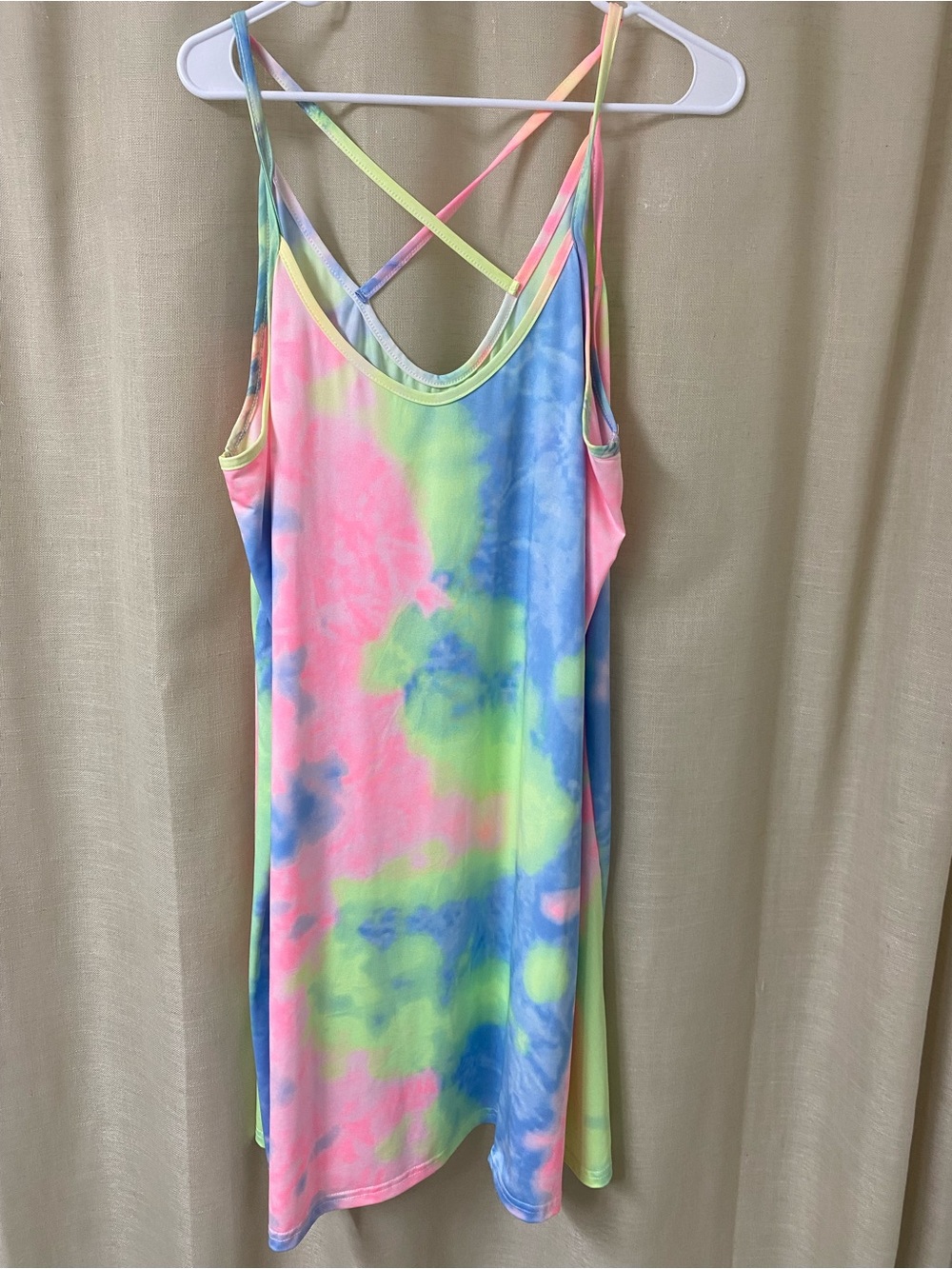 Curve Pastel Tie-Dye Slip Dress in Pink, Blue, Lime